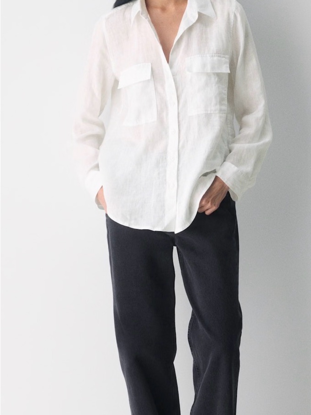 Aritzia White Semi-Sheer Button Down Shirt